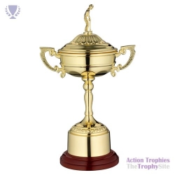 Gold Finish Ryder Cup on Round Base with Plinth 12in