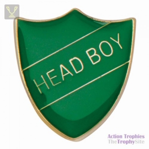School Pin Badge Head Boy Green 25mm