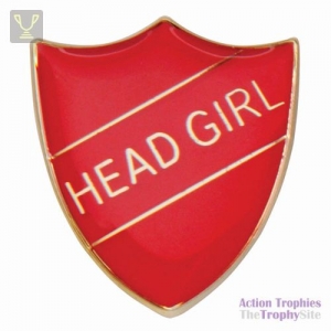 School Pin Badge Head Girl Red 25mm