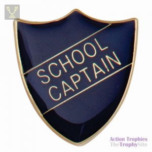 School Pin Badge School Captain Blue 25mm