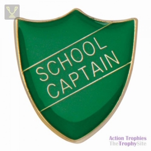 School Pin Badge School Captain Green 25mm