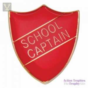 School Pin Badge School Captain Red 25mm