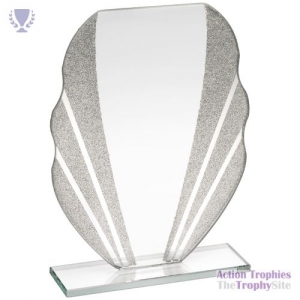 Jade Glass Plaque Silver Glitter 7.25in