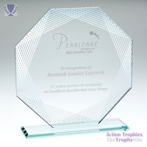 Jade Glass Octagon Silver Edges 8.75in