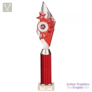 Pizzazz Plastic Tube Trophy Silver & Red 400mm