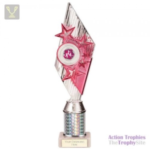 Pizzazz Plastic Tube Trophy Silver & Pink 325mm