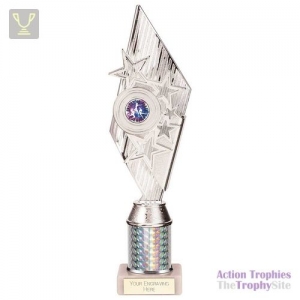Pizzazz Plastic Tube Trophy Silver 325mm