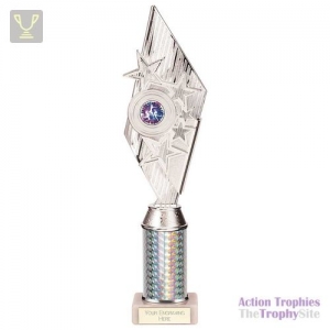 Pizzazz Plastic Tube Trophy Silver 350mm
