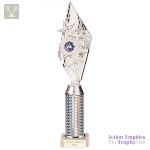 Pizzazz Plastic Tube Trophy Silver 375mm