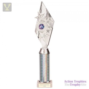 Pizzazz Plastic Tube Trophy Silver 400mm