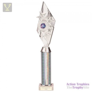 Pizzazz Plastic Tube Trophy Silver 425mm