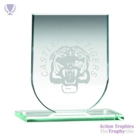 Jade Glass Shield Plaque 4.25in