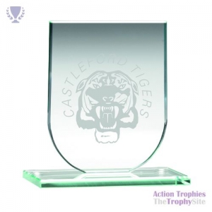 Jade Glass Shield Plaque 3.75in