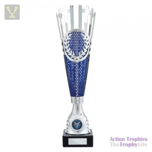 Inspire Laser Cut Cup Silver & Blue 350mm