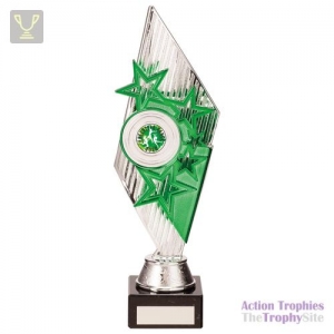 Pizzazz Plastic Trophy Silver & Green 280mm