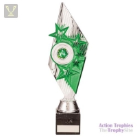 Pizzazz Plastic Trophy Silver & Green 300mm