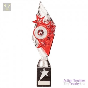 Pizzazz Plastic Trophy Silver & Red 325mm