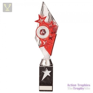 Pizzazz Plastic Trophy Silver & Red 350mm