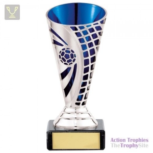 Defender Football Trophy Cup Silver & Blue 140mm