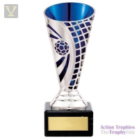 Defender Football Trophy Cup Silver & Blue 150mm