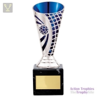 Defender Football Trophy Cup Silver & Blue 170mm