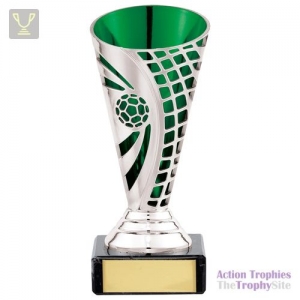 Defender Football Trophy Cup Silver & Green 140mm
