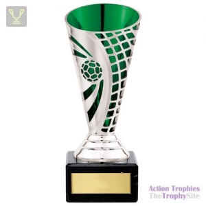 Defender Football Trophy Cup Silver & Green 150mm