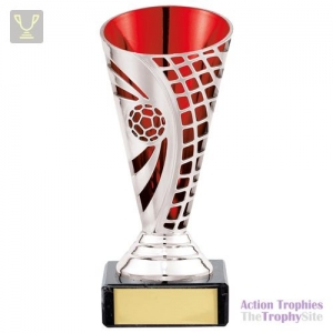 Defender Football Trophy Cup Silver & Red 140mm