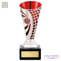 Defender Football Trophy Cup Silver & Red 150mm