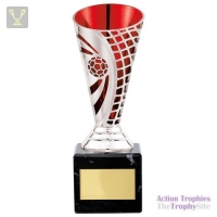 Defender Football Trophy Cup Silver & Red 170mm