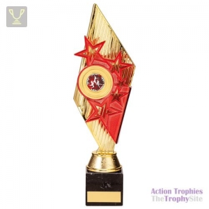 Pizzazz Plastic Trophy Gold & Red 300mm