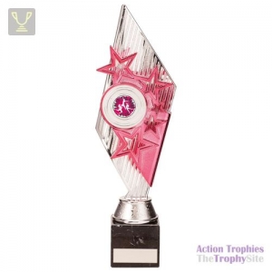 Pizzazz Plastic Trophy Silver & Pink 300mm