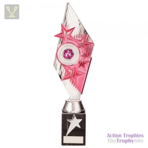 Pizzazz Plastic Trophy Silver & Pink 325mm