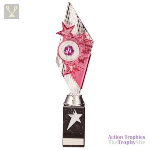 Pizzazz Plastic Trophy Silver & Pink 350mm