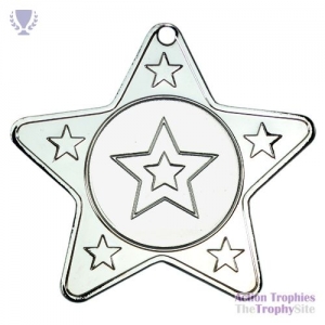 Star Shaped Medal 5 Mini Stars Silver 2in