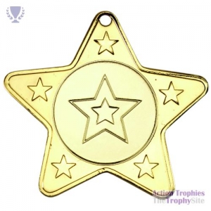 Star Shaped Medal 5 Mini Stars Gold 2in