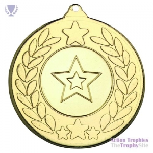 Stars & Wreath Medal Gold 2in