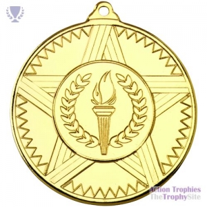 Striped Star Medal Gold 2in