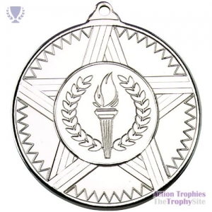 Striped Star Medal Silver 2in